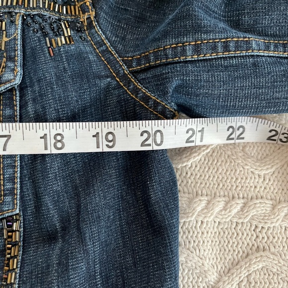 Chico’s Denim Rhinestone Jean Jacket with Pockets Women’s size Large - Picture 13 of 16